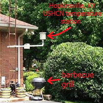 Hopkinsville, KY USHCN temperature station above barbecue grill